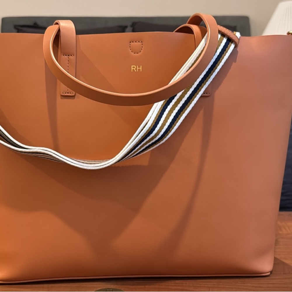 Mark & Graham Tan Tote Bag with Striped Strap